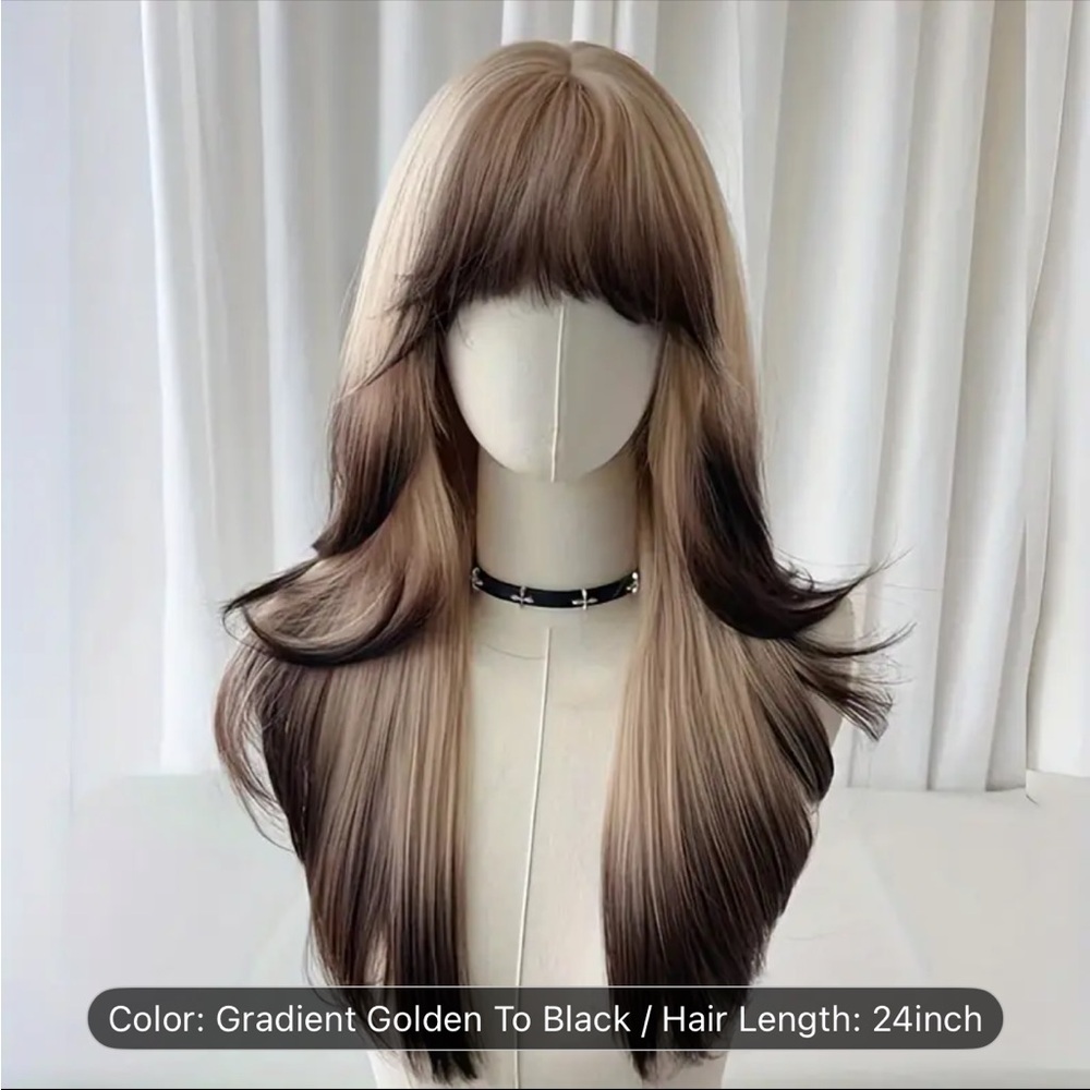 Gradient Golden to Black Women's Wig